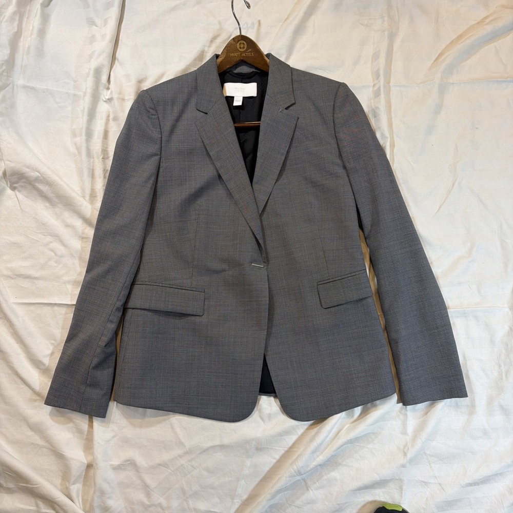 Hugo Boss Jeniver Gray Light Wool Suit Coat Blazer Snap Button Size 4 US $545